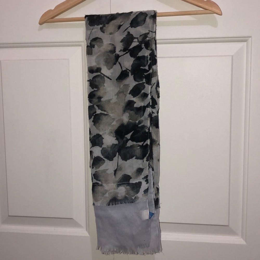 Black and Grey Floral Scarf